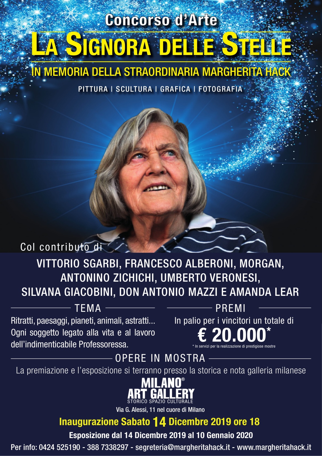 CONCORSO D'ARTE LA SIGNORA DELLE STELLE-In memoria di Margherita Hack 14 dicembre  2019